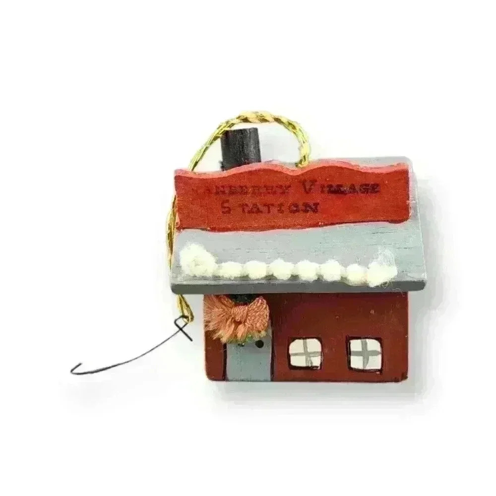 Kurt S. Adler Cranberry Station Wooden Holiday Village House Christmas Ornament